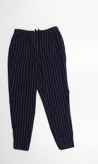 Only Womens Blue Striped  Trousers  Size 10 L20 in