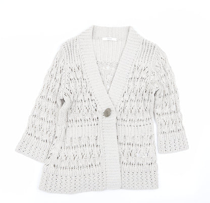 Womens UK Size 8 M&S Grey Cardigan Jumper