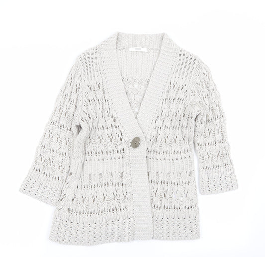 Womens UK Size 8 M&S Grey Cardigan Jumper