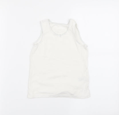 M&S Girls White   Basic Tank Size 7-8 Years
