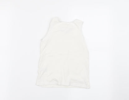 M&S Girls White   Basic Tank Size 7-8 Years