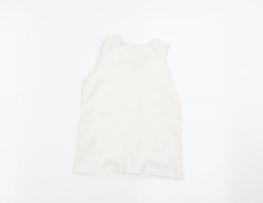 M&S Girls White   Basic Tank Size 7-8 Years