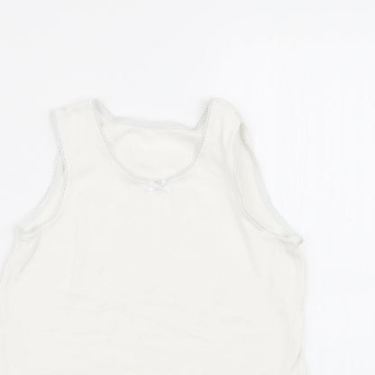 M&S Girls White   Basic Tank Size 7-8 Years