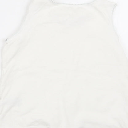 M&S Girls White   Basic Tank Size 7-8 Years