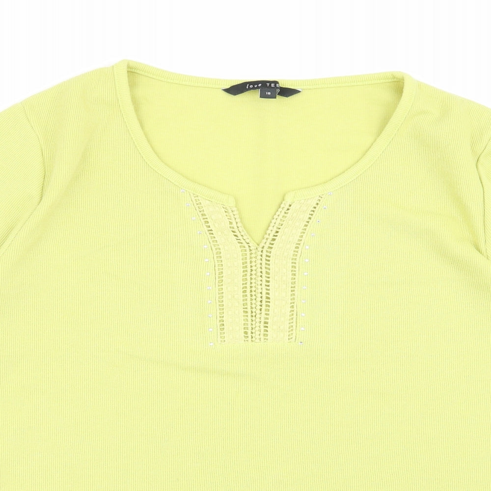 Womens UK Size 18 love tees Green Basic T-Shirt