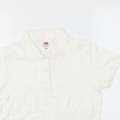 Fruit of the Loom Girls White   Basic T-Shirt Size M