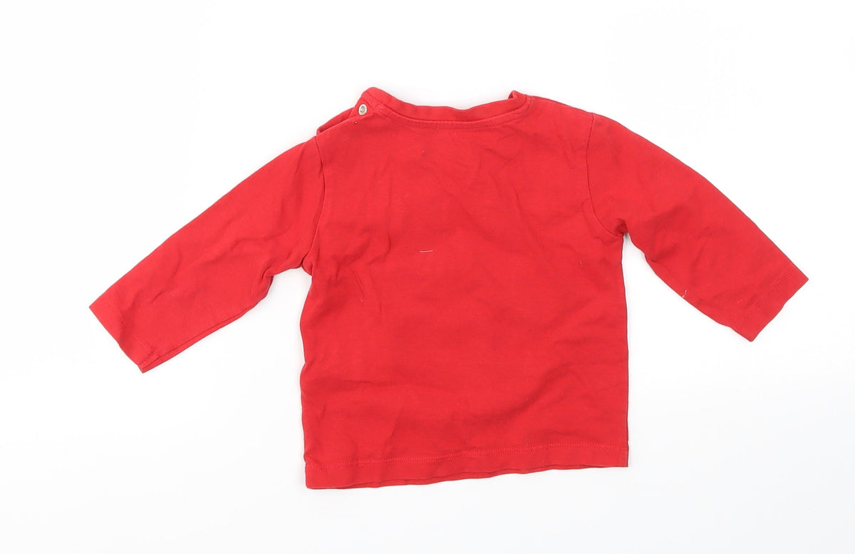 M&S Boys Red Animal Print  Basic T-Shirt Size 6-9 Months