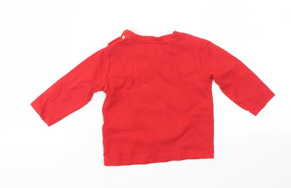 M&S Boys Red Animal Print  Basic T-Shirt Size 6-9 Months
