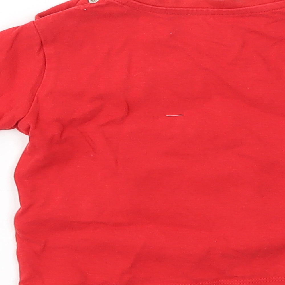 M&S Boys Red Animal Print  Basic T-Shirt Size 6-9 Months