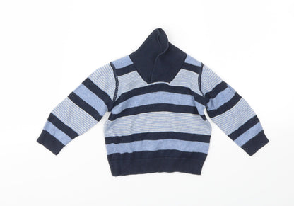 Earlydays Boys Blue Striped  Pullover Jumper Size 0-3 Months