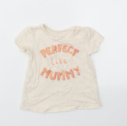George Girls Ivory   Basic T-Shirt Size 9-12 Months