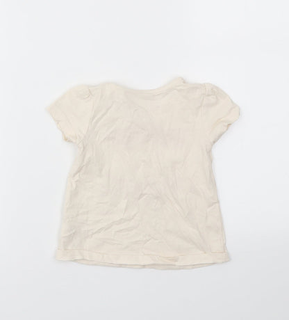 George Girls Ivory   Basic T-Shirt Size 9-12 Months