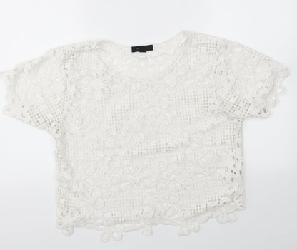 Primark Womens White Floral  Basic T-Shirt Size L