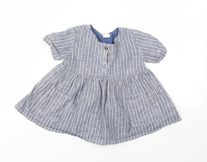 H&M Girls Blue Striped  Fit & Flare  Size 6-9 Months