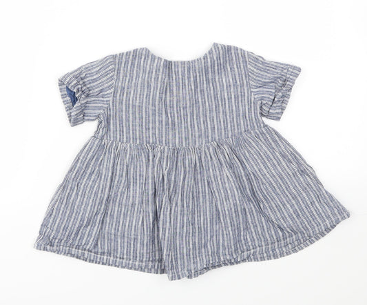 H&M Girls Blue Striped  Fit & Flare  Size 6-9 Months