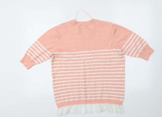 Primark Womens Pink Striped  Pullover Jumper Size 16