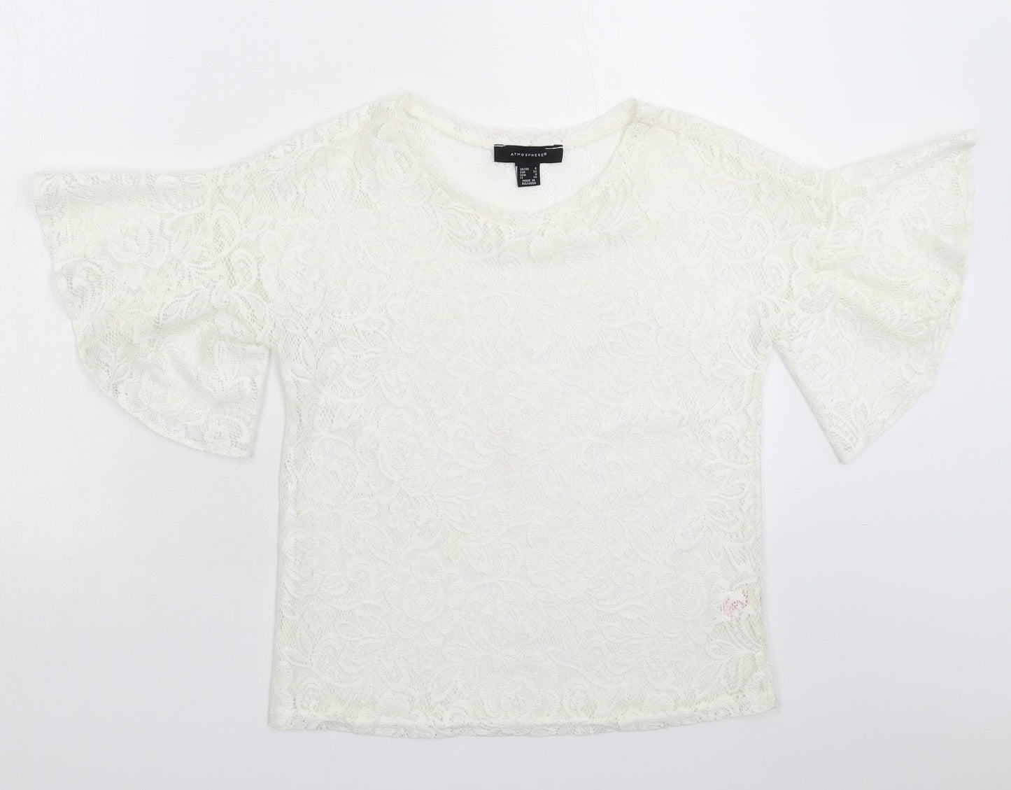 Atmosphere Womens White  Lace Basic Blouse Size 4