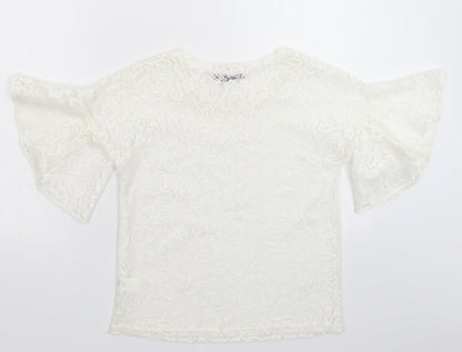 Atmosphere Womens White  Lace Basic Blouse Size 4