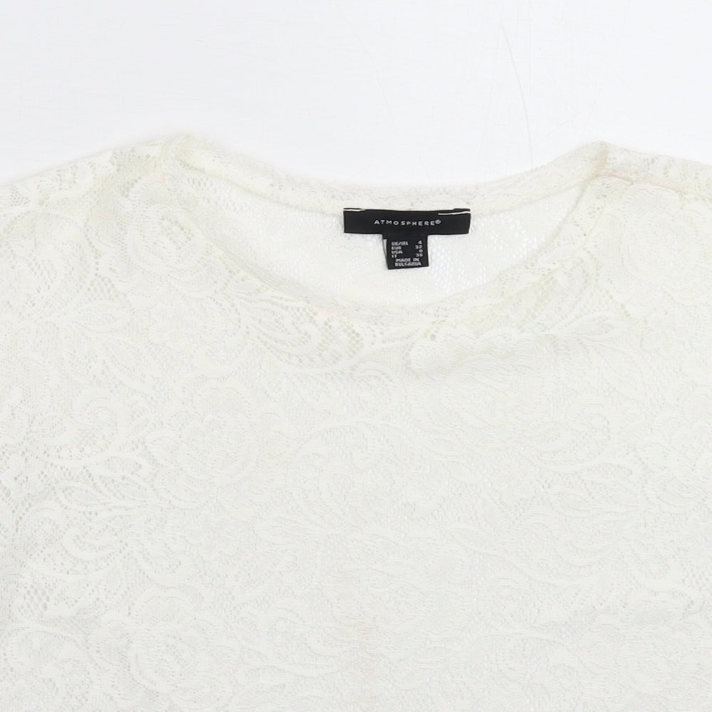 Atmosphere Womens White  Lace Basic Blouse Size 4