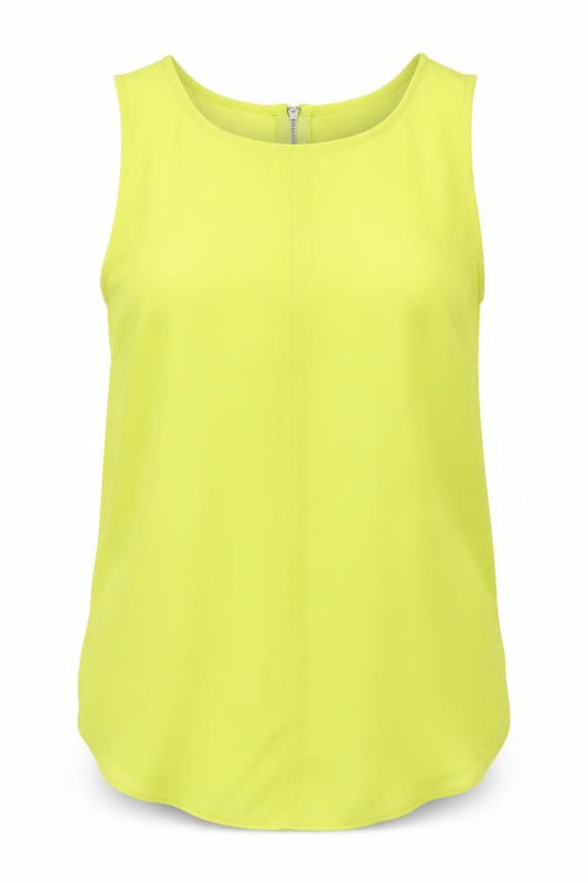 Front view of Atmosphere women’s yellow satin basic tank, size UK 12