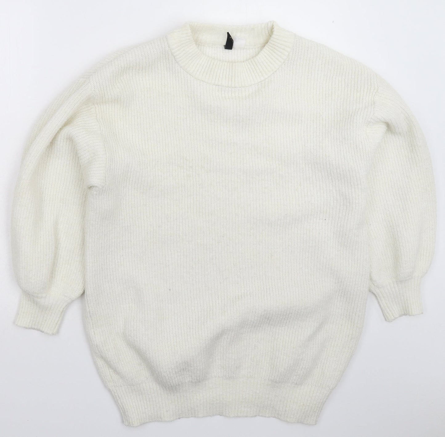 Womens UK Size L Divided White Pullover Jumper