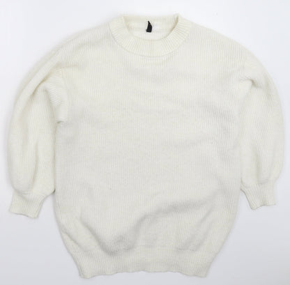 Womens UK Size L Divided White Pullover Jumper