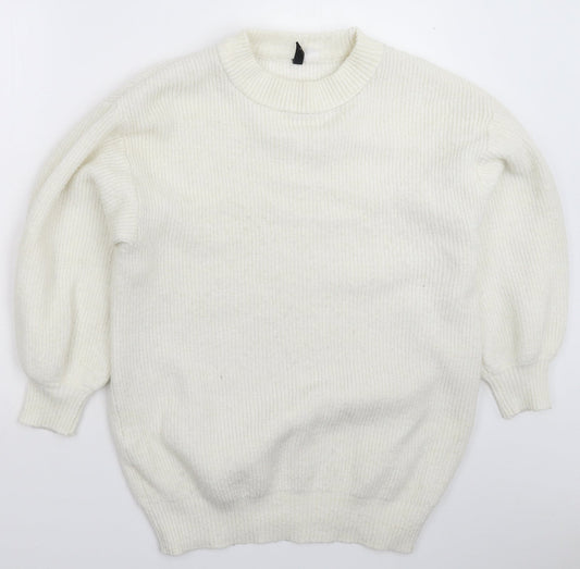 Womens UK Size L Divided White Pullover Jumper