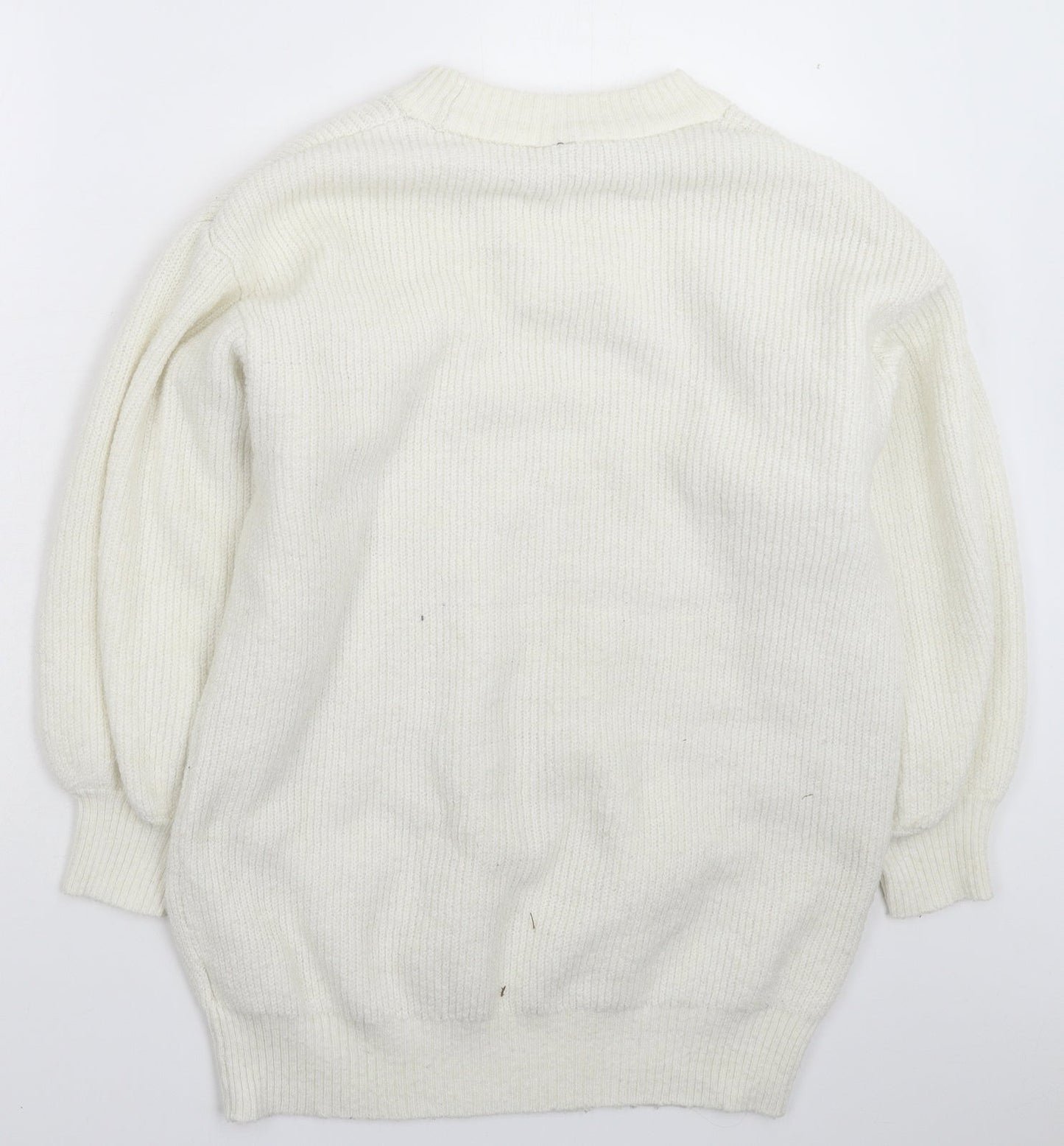 Womens UK Size L Divided White Pullover Jumper