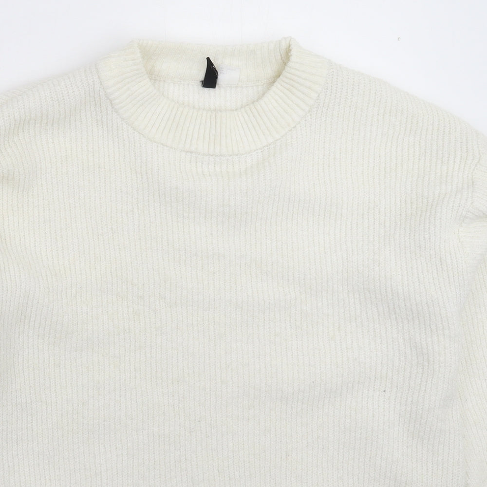 Womens UK Size L Divided White Pullover Jumper