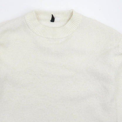 Womens UK Size L Divided White Pullover Jumper