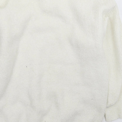 Womens UK Size L Divided White Pullover Jumper