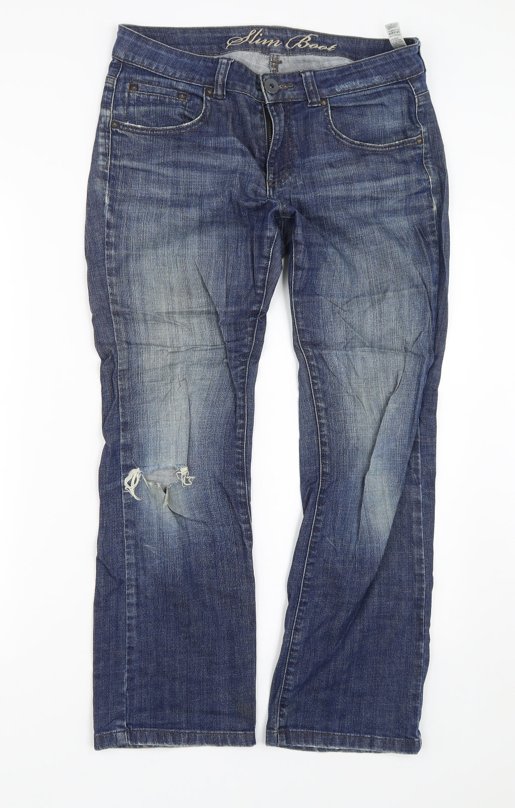 M&S Womens Blue  Denim Straight Jeans Size 10 L27 in