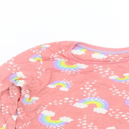 Studio Girls Pink   Basic T-Shirt Size 5-6 Years  - Rainbow