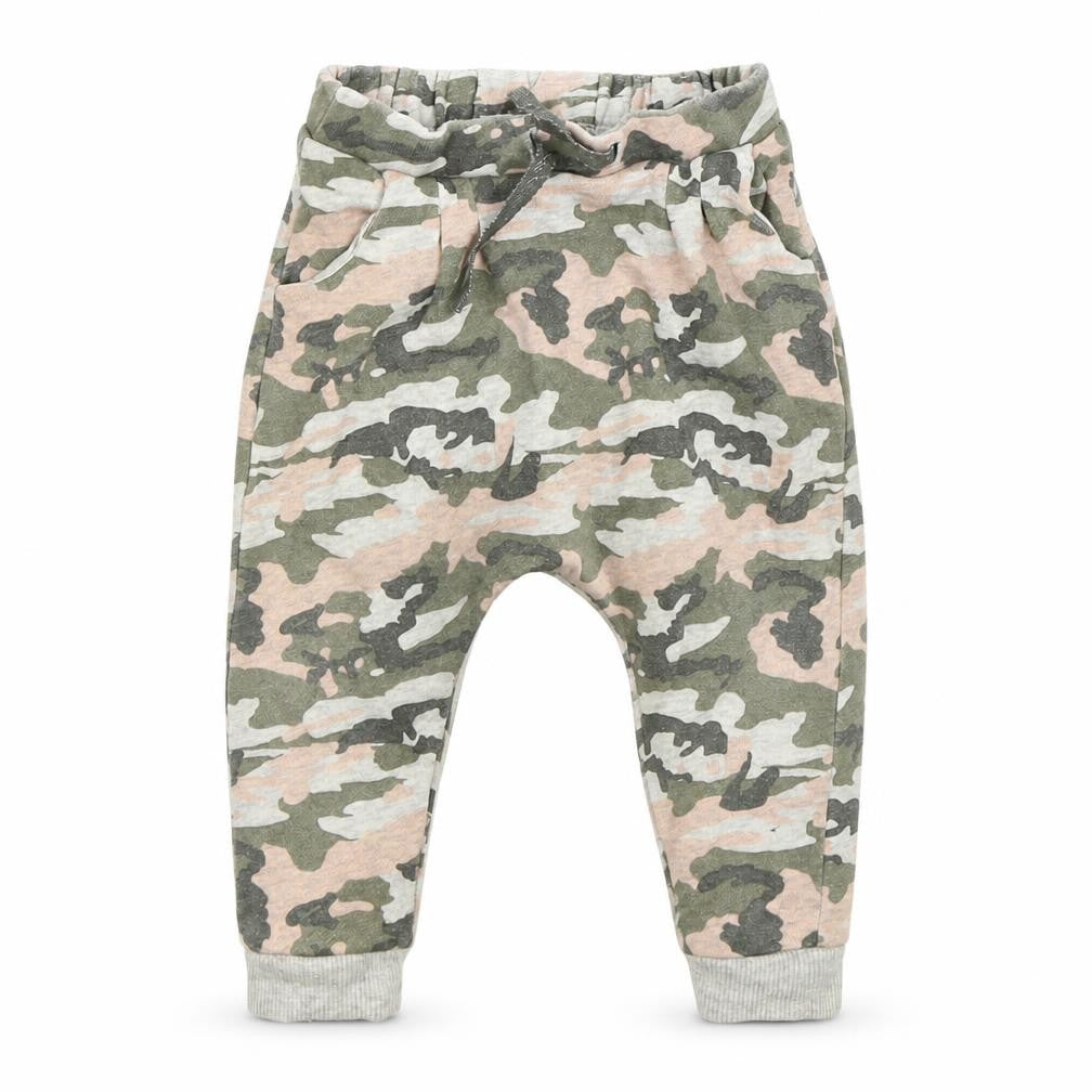 Front view of Next girls’ multicoloured camouflage sweatpants, size 12-18, months