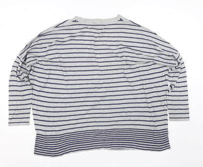 EAST Womens Grey Striped  Cardigan Jumper Size M