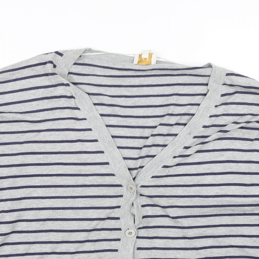 EAST Womens Grey Striped  Cardigan Jumper Size M