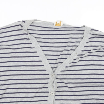 EAST Womens Grey Striped  Cardigan Jumper Size M