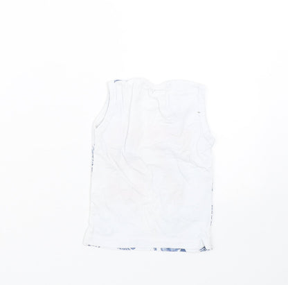 Preworn Boys White Floral  Basic Tank Size 3 Years