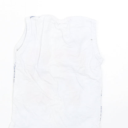 Preworn Boys White Floral  Basic Tank Size 3 Years