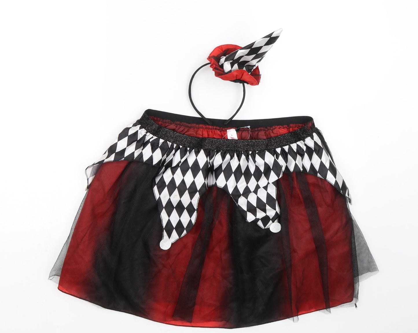 George Womens Red Check  Flare Skirt Size L  - headband included