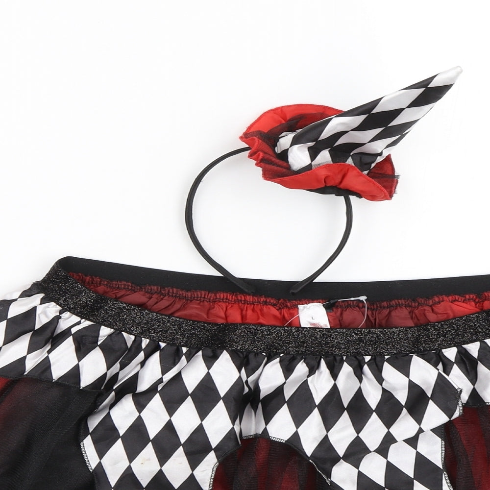 George Womens Red Check  Flare Skirt Size L  - headband included