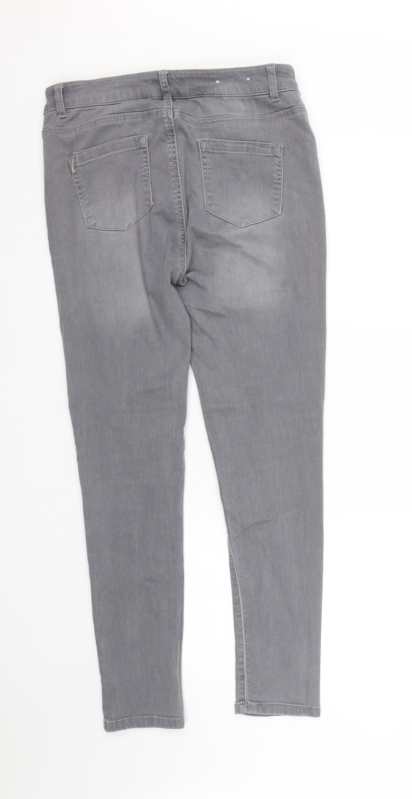 Peacocks Womens Grey   Skinny Jeans Size 14 L28 in