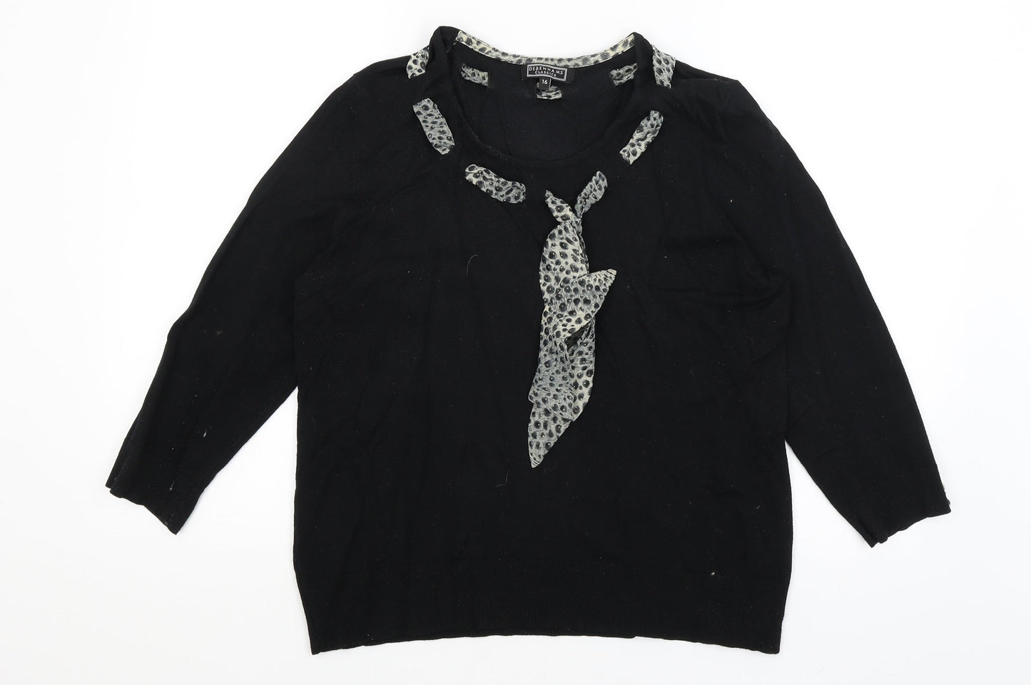 Womens UK Size 16 Debenhams Black Pullover Jumper