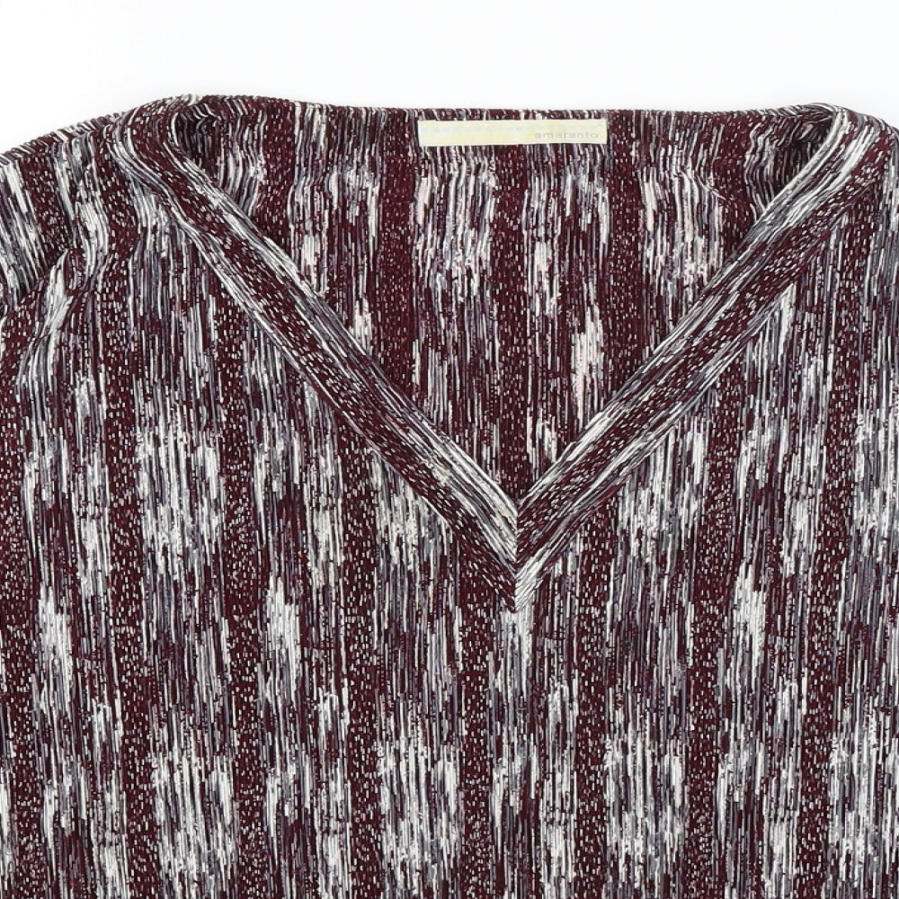 AMARANTO Womens Red   Basic T-Shirt Size 16