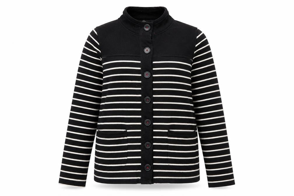 Bonmarché Womens Black Striped Cardigan Jumper Size M