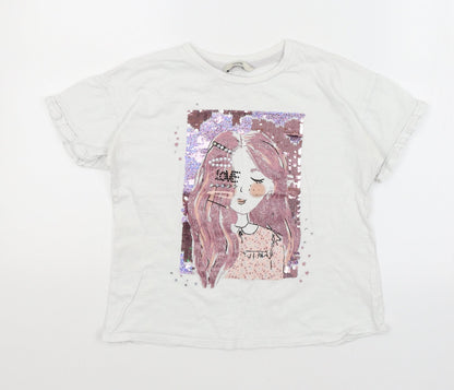 George Girls White   Basic T-Shirt Size 10-11 Years