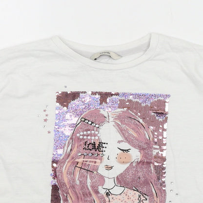 George Girls White   Basic T-Shirt Size 10-11 Years