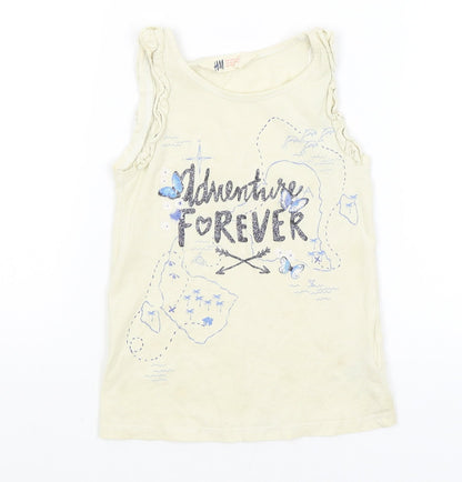 H&M Girls Yellow   Basic Tank Size 5-6 Years  - Adventure Forever