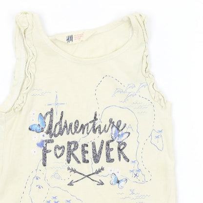 H&M Girls Yellow   Basic Tank Size 5-6 Years  - Adventure Forever