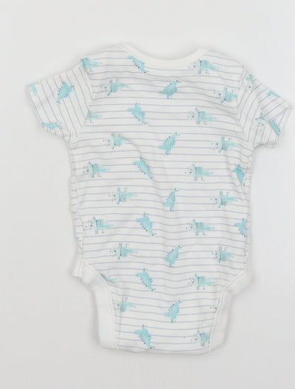 George Baby White Striped  Romper One-Piece Size 3-6 Months  - Dinosaurs